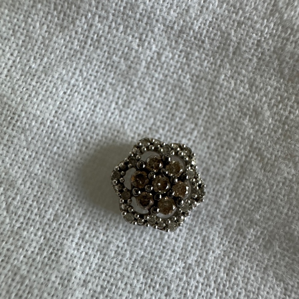 Diamond Heirloom - Chocolate Diamond Pendant for necklace- Floral Necklace charm